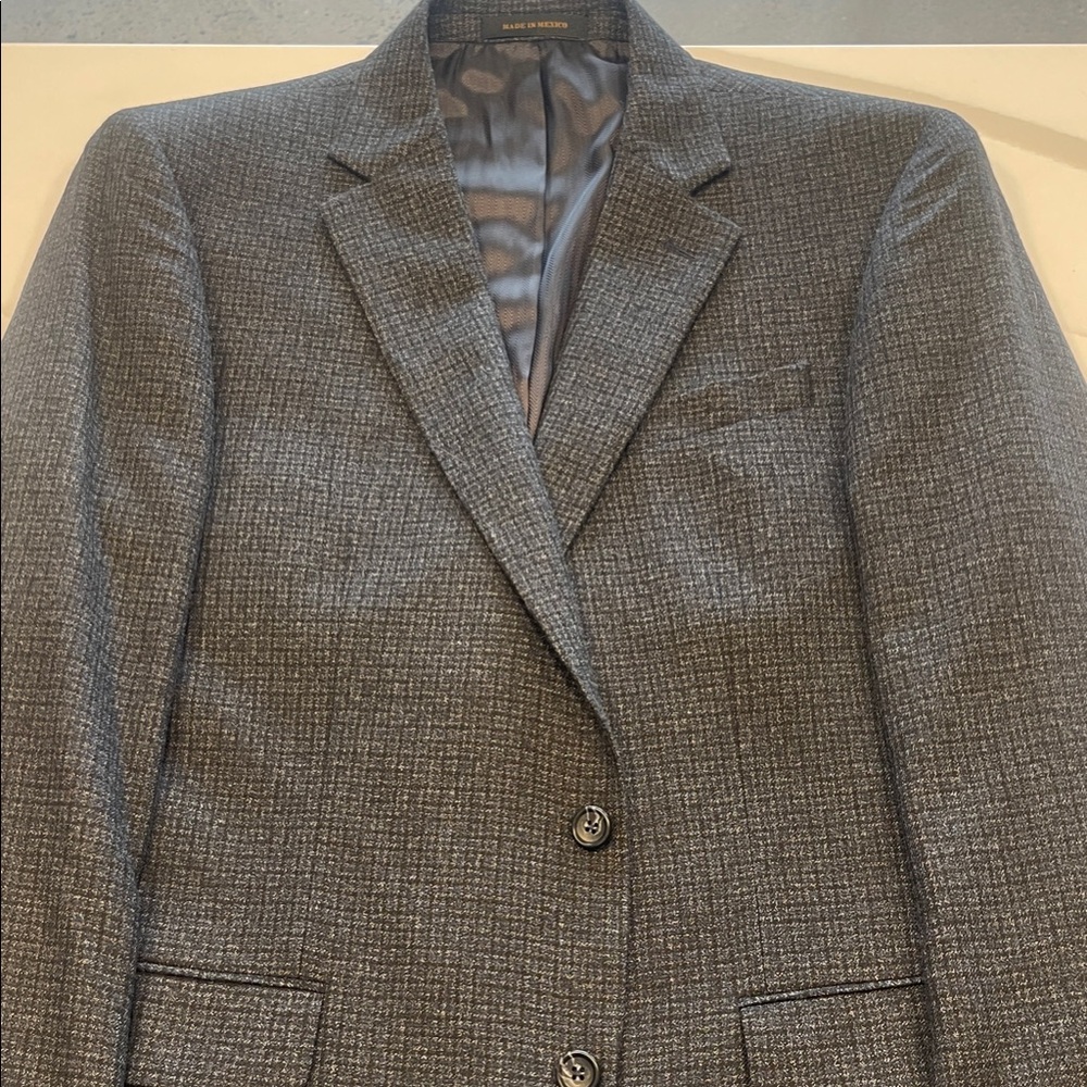 Jos A Bank Reserve Wool Charcoal & Navy Textured Blazer